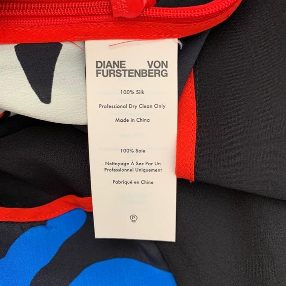 DVF Diane von Furstenberg Verona Swimmers black silk colorblock dress - Picture 5 of 7